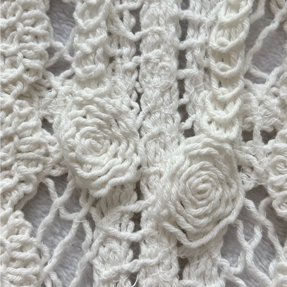 SOLITAIRE 3/4 Sleeve Ivory Boho Crochet Cardigan or Beach Cover-Up--NWT--S - Picture 10 of 15